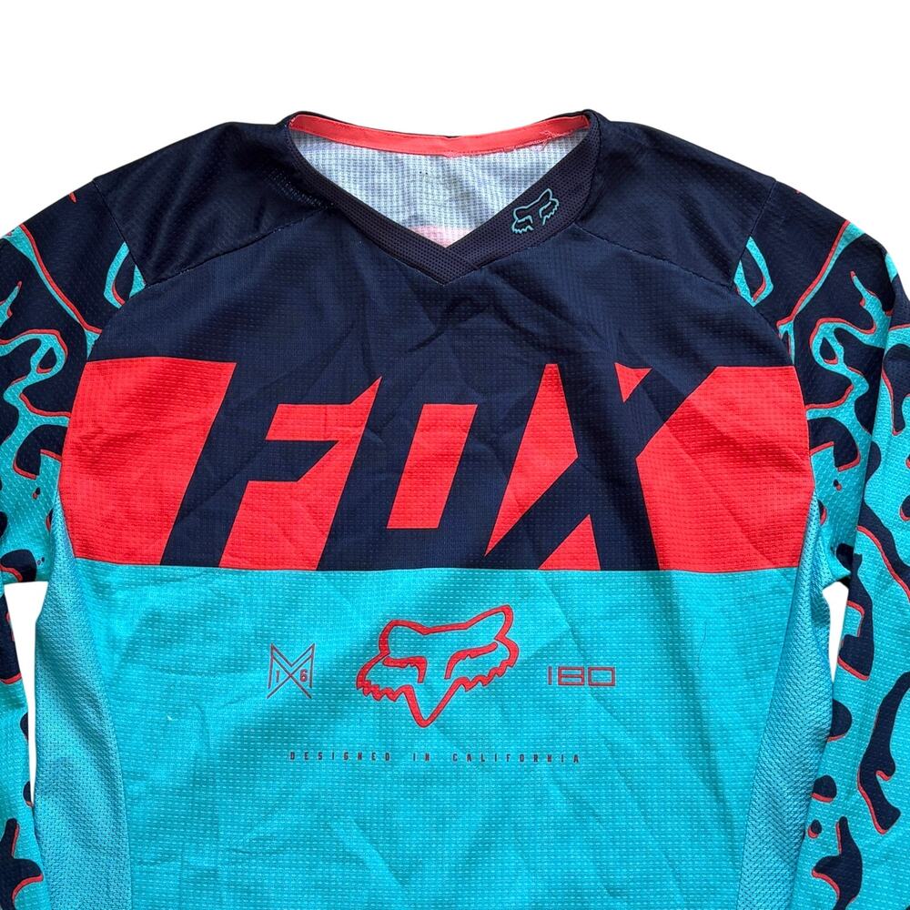 Fox Racing 180 Ladies Long Sleeve Jersey Motocross Dirt Bike Blue Orange - Picture 2 of 7